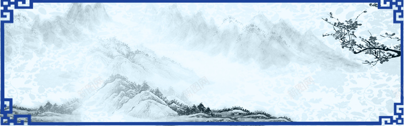 中国风蓝色青花瓷泼墨画banner海报psd设计背景_新图网 https://ixintu.com banner 中国风 复古式 大气 山水画 岁月情怀 海报 简约 蓝色 釉面 青花瓷