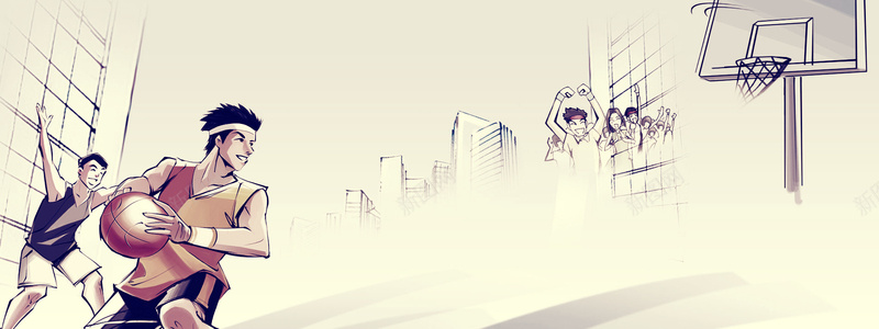 篮球队手绘背景jpg设计背景_新图网 https://ixintu.com 全屏banner 卡通 天猫 手绘 打篮球 海报banner 淘宝轮播图背景 童趣 篮球队