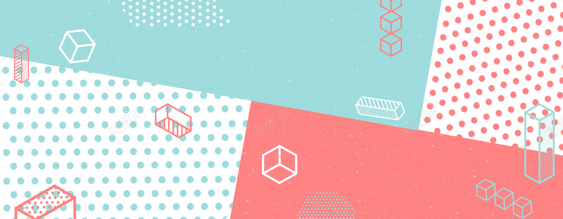 创意撞色促销bannerpsd设计背景_新图网 https://ixintu.com 优惠 促销 创意 女装 形状 打折 折扣 抢购 撞色 新品 正方体 波点 简约 长方体