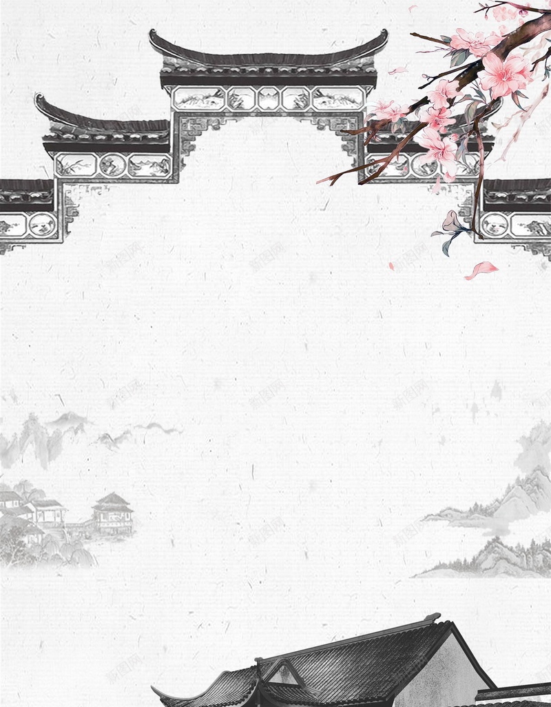 中国风复古岭南文化psd设计背景_新图网 https://ixintu.com 150PPI PSD源文件 中国风 中式园林 中式老房子 分层文件 印象江南 古典 园林 墨迹 安徽 安徽民居 屋檐 岭南 岭南建筑 岭南文化 平面设计 建筑 徽派 徽派园林 房子 梅花 民居 江南园林 江南民居 浙江 白墙黑瓦 皖南 皖南建筑 花瓣