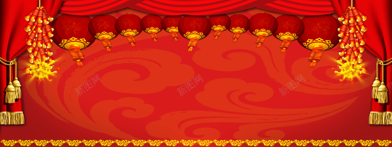 红色中国风温馨节日海报背景psd设计背景_新图网 https://ixintu.com 中国风 元宵节 喜庆 帘布 新年 春节 海报 温馨 灯笼 红色 背景 节日 过节 鞭炮