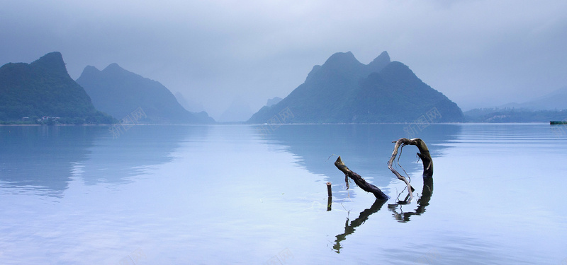 山水库枯木背景图jpg设计背景_新图网 https://ixintu.com 中国风 大气 山水 枯木 海报banner 男装 简约 风景