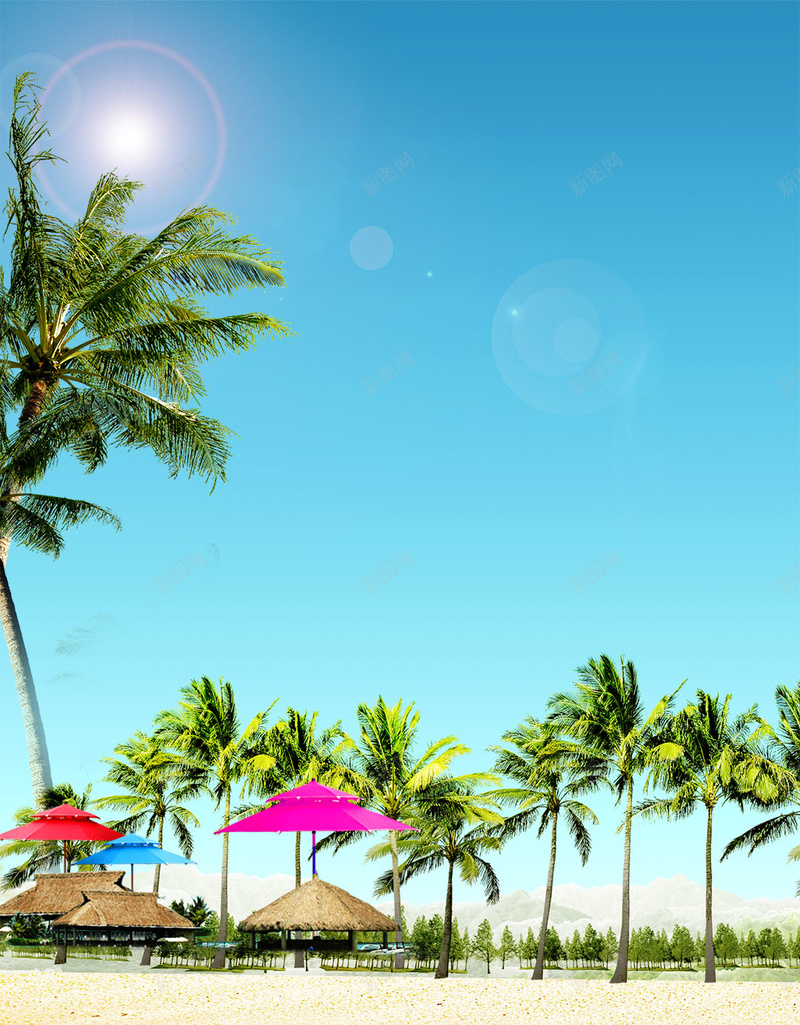 海边度假旅游psd分层H5背景psd设计背景_新图网 https://ixintu.com H5背景 亭子 度假 房子 旅游 旅游背景 椰子树 沙滩 海水 海边 激情 狂欢