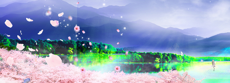 山水风景背景psd_新图网 https://ixintu.com 山水 摄影 桃花 海报banner 风景