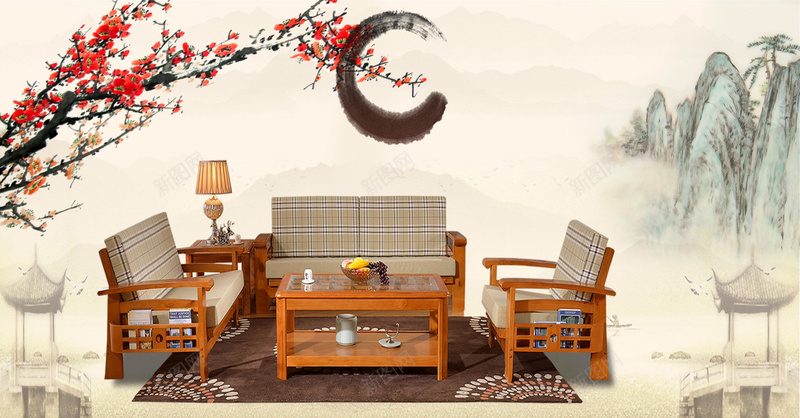 中国风梅花水墨山水中式家具海报背景psd设计背景_新图网 https://ixintu.com 中华家具 中国风 中式家具 传统中式 家具城 家具文化 广告设计 开心 梅花 水墨山水画背景 海报背景