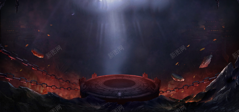 游戏场景jpg设计背景_新图网 https://ixintu.com 海报banner 游戏 激情 狂欢 铁链