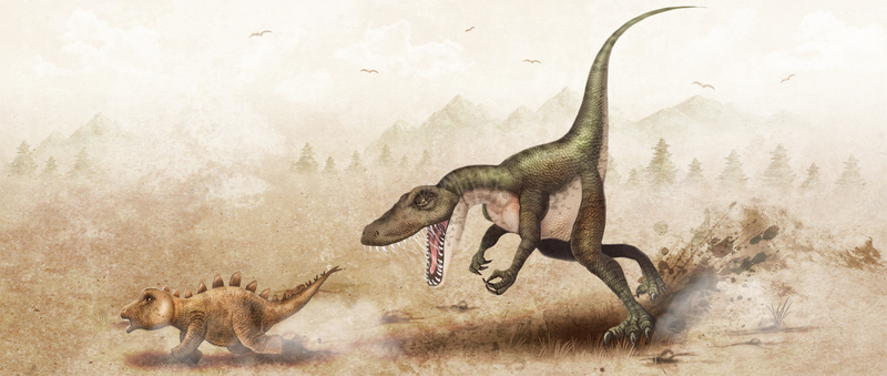 追跑的恐龙插画背景psd设计背景_新图网 https://ixintu.com 卡通 恐龙 手绘 海报banner 漫画背景 童趣