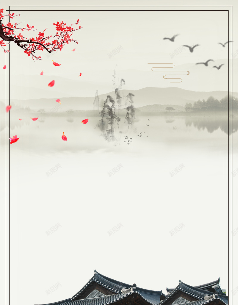 中式庭院海报背景psd设计背景_新图网 https://ixintu.com 中国旅游 中国风格 中式庭院 中式建筑 古风 庭院海报 建筑海报 海报背景