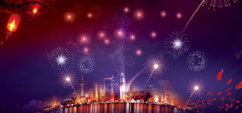 建筑风景背景psd设计背景_新图网 https://ixintu.com 喜庆 喷绘 大气 建筑 晚会 海报banner 素材 背景 节日 花瓣