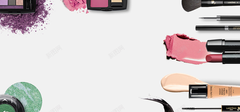 美妆背景图jpg_新图网 https://ixintu.com 化妆 口红 摄影 海报banner 眼影 粉底 美妆 静物 风景