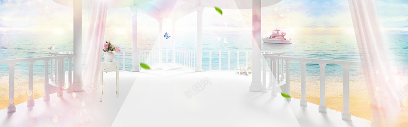 海边浪漫风景背景psd_新图网 https://ixintu.com 凉亭 摄影 浪漫 海报banner 海边 风景