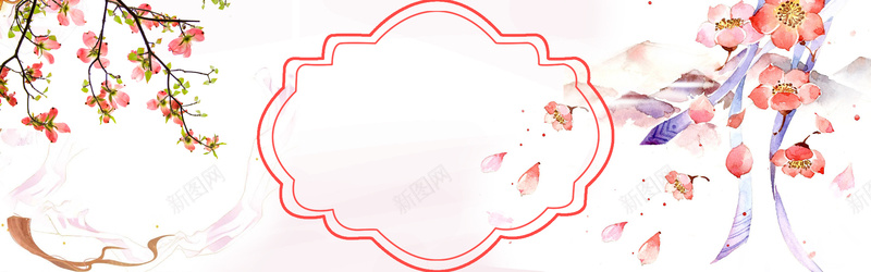 唯美中国风bannerpsd设计背景_新图网 https://ixintu.com 中国风 仙侠 伞 古风 古风banner 唯美 桃花 水墨 简约 花瓣