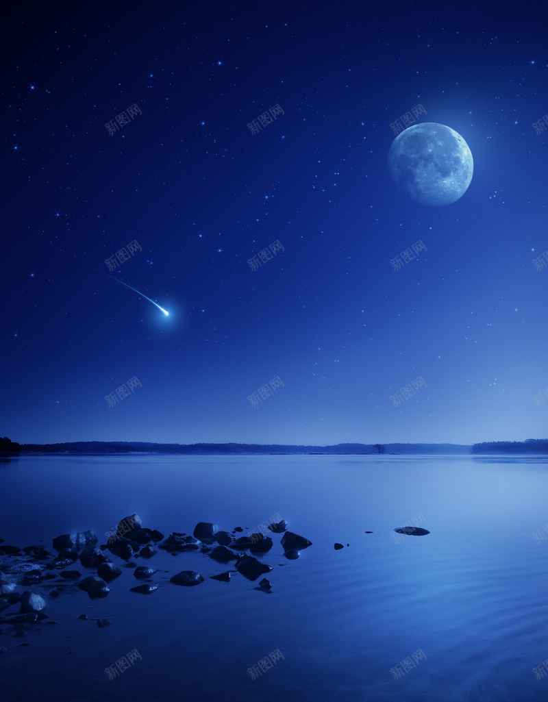湖边夜景生活jpg设计背景_新图网 https://ixintu.com 夜景 星空 月亮 湖 湖景 湖水 湖边生活
