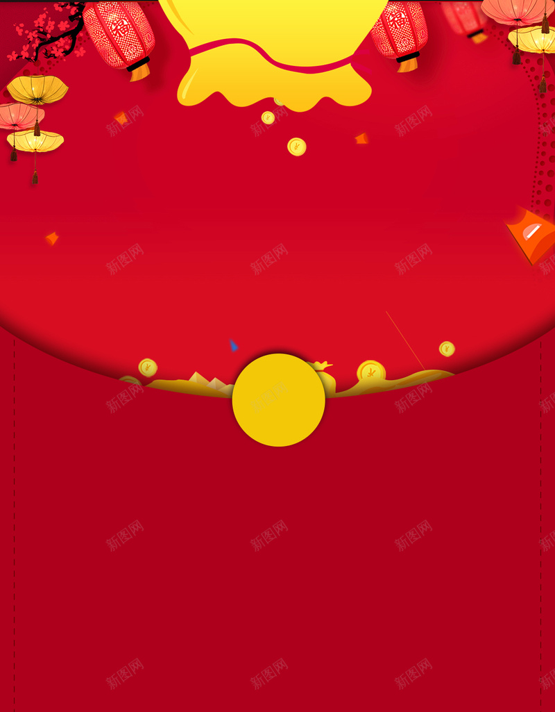 红色年终大促中国风PSD分层H5背景psd设计背景_新图网 https://ixintu.com H5 PSD分层 中国风 压岁钱 年终大促 新年 梅花 灯笼 红包 红色 背景素材 钱币 钱袋