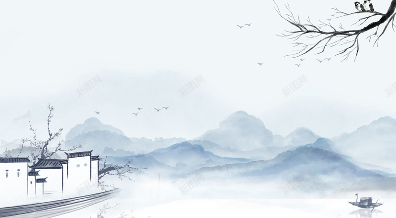 禅意水墨山水画背景psd设计背景_新图网 https://ixintu.com 山水画 水墨 禅意 背景