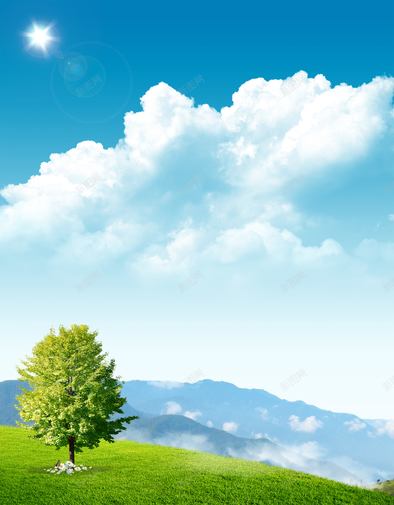 蓝天白云草地大树风景背景psd设计背景_新图网 https://ixintu.com 白云 白云背景 白云草地 背景 草地 草地白云 蓝天 蓝天背景 蓝天草地 风景