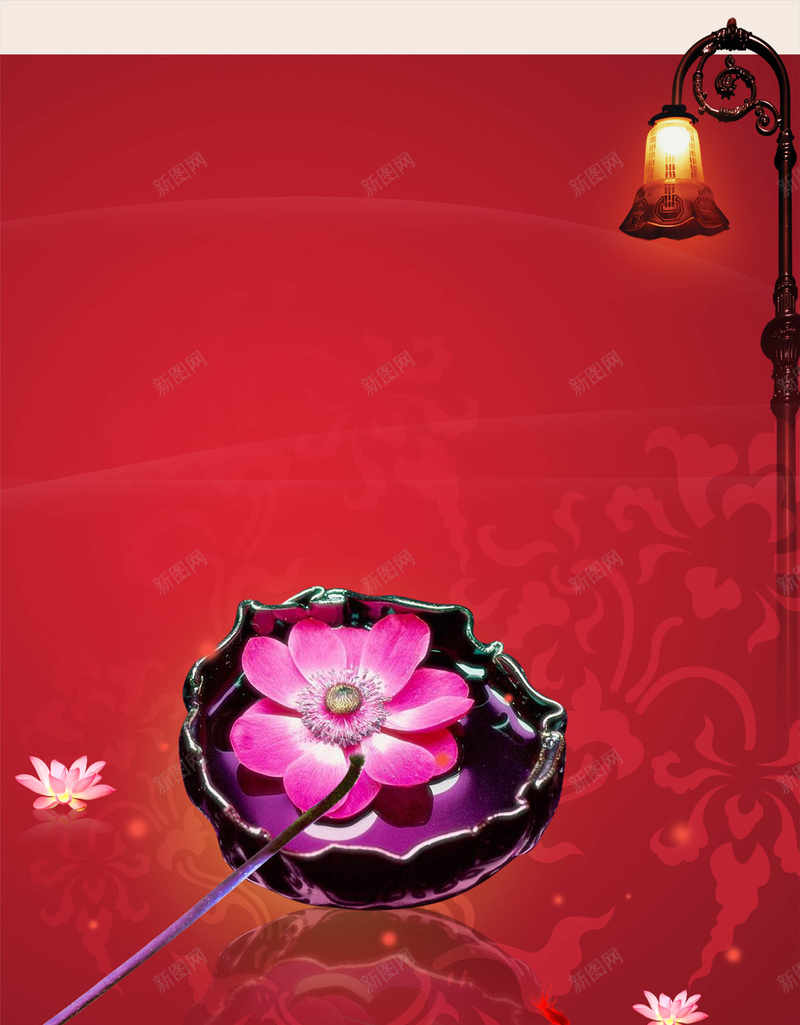 端午节中国风荷花古典海报背景psd设计背景_新图网 https://ixintu.com 中国风 传统 海报 灯光 端午节 纹理 背景 花纹 荷花
