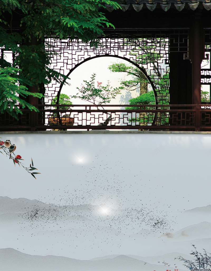 中国风水墨园林中式地产海报背景jpg设计背景_新图网 https://ixintu.com 中国风 中式园林 中式地产 地产围挡 地产广告 地产广告设计 房地产 新中式 水墨背景 海报背景 温暖