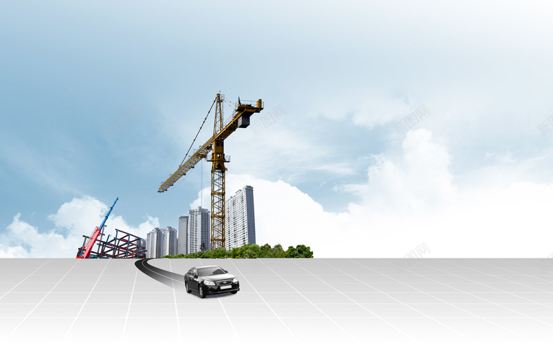 建筑塔吊都市生活海报背景psd设计背景_新图网 https://ixintu.com 安全标志 工地 工地塔吊 建筑 建筑塔吊图片下载 建筑工程师 绿叶 蓝天白云 都市生活 高楼大厦 高级白领