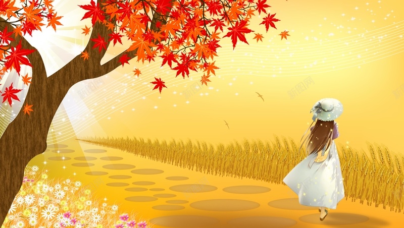 秋风惆怅海报背景psd设计背景_新图网 https://ixintu.com 女孩 思念 惆怅 海报 秋叶 秋思 秋风 素材 背景