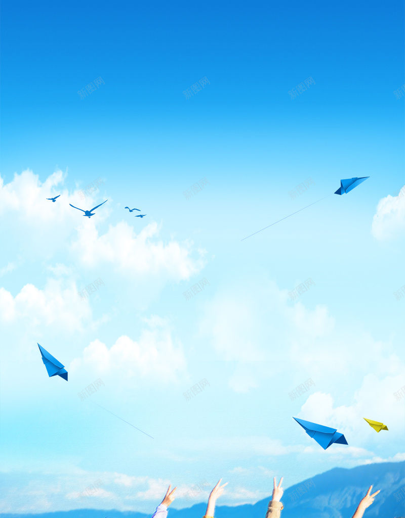 致青春毕业H5背景psd设计背景_新图网 https://ixintu.com 天空 学习 学校 毕业 留影 白云 致青春 蓝色 记念 青春