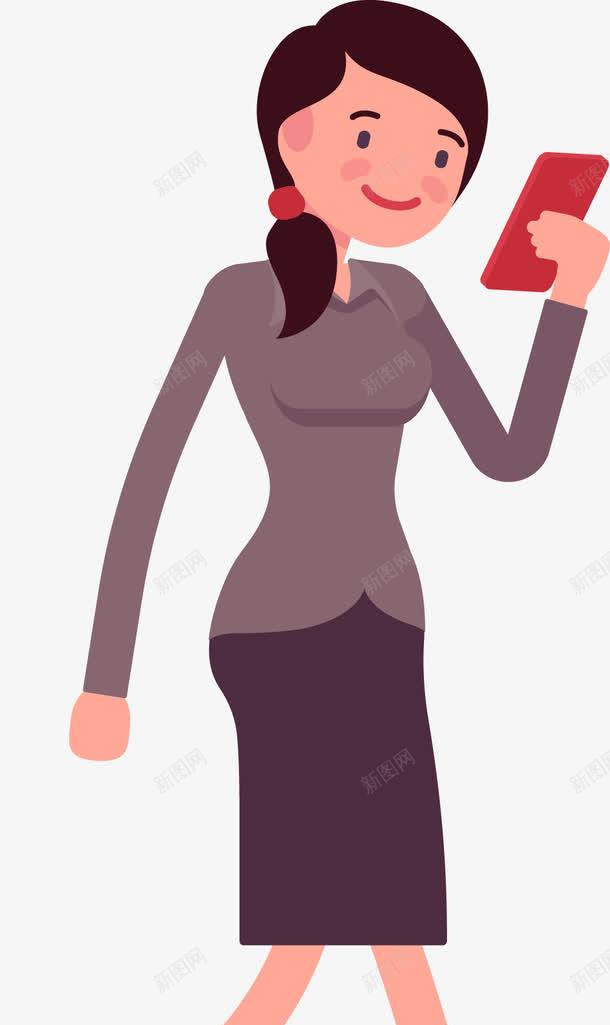 看手机的商务运营员工png免抠素材_新图网 https://ixintu.com 上班 商务 女士 手机网络 新员工