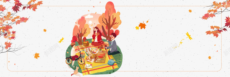 电商天猫京东国庆中秋出游季清新手绘jpg设计背景_新图网 https://ixintu.com banner 促销 出游季 卡通 国庆促销 国庆出游季 天猫 手绘 枫叶 海报 淘宝 电商 素材 蜻