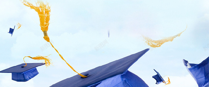 毕业季致青春蓝色天空海报banner背景psd设计背景_新图网 https://ixintu.com 博士帽 大学毕业 天空 应届生 毕业季 毕业生 海报banner背景 致青春 蓝色