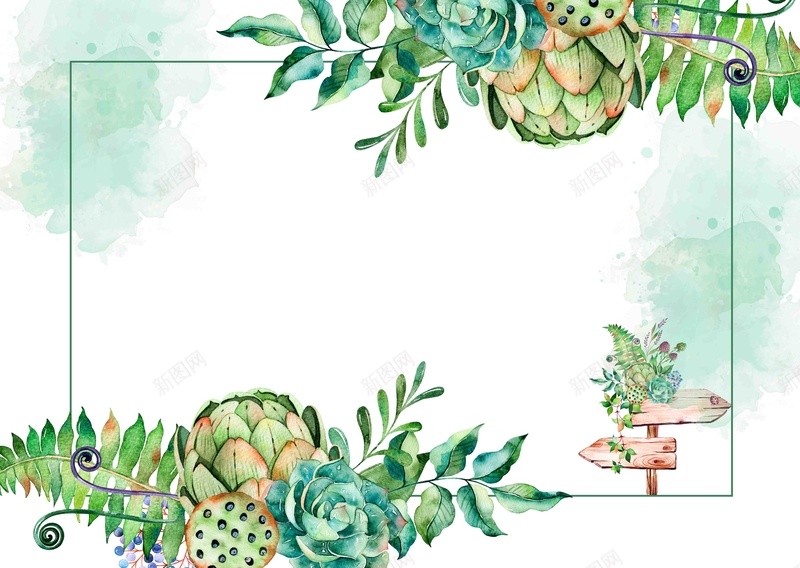 com 创意 婚礼 手绘 春天 森系 海报 清新 简约 背景 请柬 邀请函