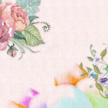 文艺复古手绘花卉植物春季新品主图背景