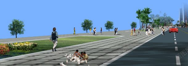 马路背景jpg设计背景_新图网 https://ixintu.com 人群 城市 高楼建筑