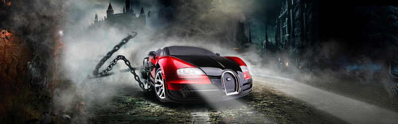 高大上炫彩布加迪背景banner图psd设计背景_新图网 https://ixintu.com 活力 海报 海报banner 激情 狂欢 素材 酷炫 铁链