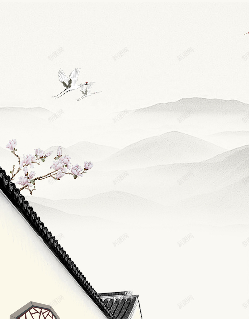 简约唯美中式地产H5jpg设计背景_新图网 https://ixintu.com 地产围挡 地产户外广告 地产高炮 开盘 房地产海报 房地产背景 新中式 水墨 江南地产 高端地产