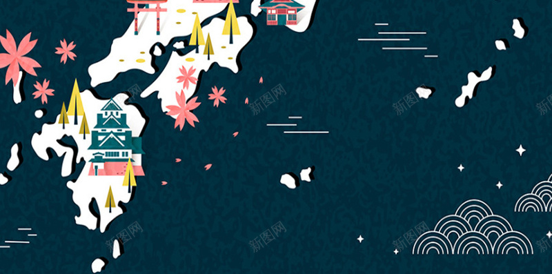 日本旅游地图H5背景矢量图eps设计背景_新图网 https://ixintu.com H5背景 卡通 地图 城市 手绘 旅游 日本 日本卡通地图 景点 樱花 矢量图 童趣