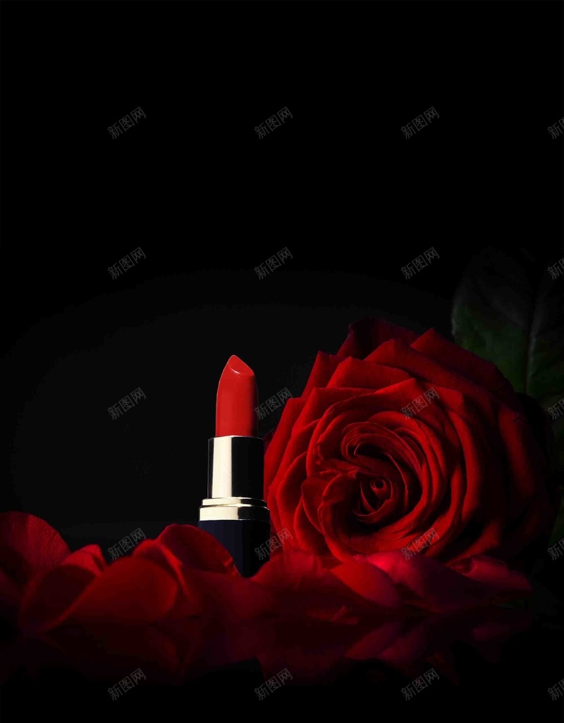 com 口红 宣传 时尚 海报 玫瑰 美妆节 背景模板 设计
