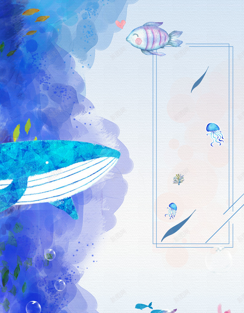 手绘风梦幻水族馆宣传海报背景psd设计背景_新图网 https://ixintu.com 梦幻水族馆 水族馆海报 水母 海底世界 海洋世界 海洋动物 激情 热带鱼 珊瑚 神秘