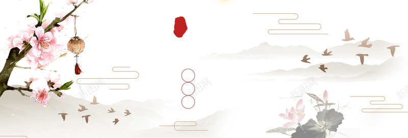 桃花中国风文艺白色淘宝海报背景psd设计背景_新图网 https://ixintu.com 中国风 复古 家居 山 文艺 服装 桃花 水墨 海报 淘宝 清新 燕子 电商 简约 鸟