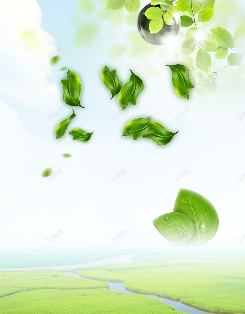 保护湿地背景海报psd设计背景_新图网 https://ixintu.com 保护 保护海报 湿地 环境 白云 背景海报 自然 蓝天