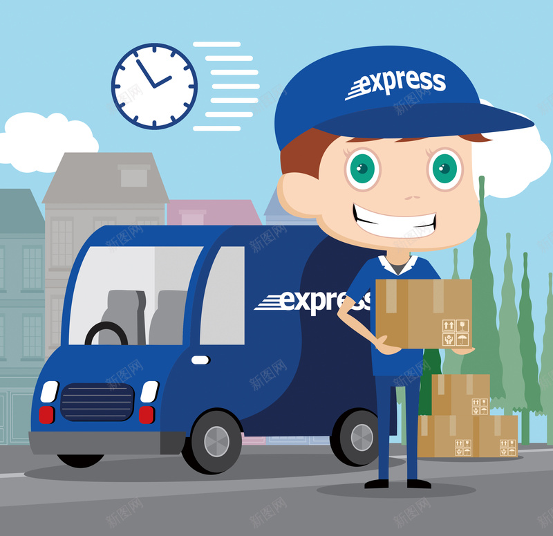 货运展架背景psd设计背景_新图网 https://ixintu.com 卡通 圆通天天 德邦物流 快递 物流公司 申通 网购 菜鸟驿站 货运展架 顺丰