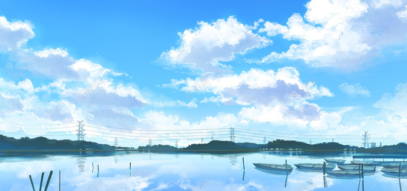 油画蓝天白云jpg设计背景_新图网 https://ixintu.com 帆船 海报banner 湖 白云 蓝天