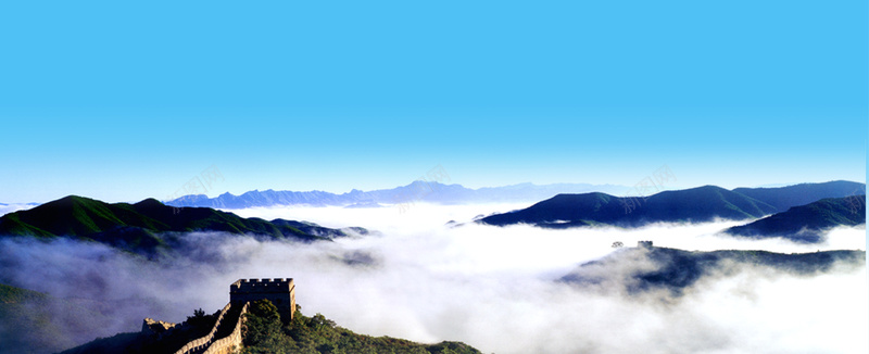 长城山脉风景bannerpsd_新图网 https://ixintu.com 云 山 摄影 海报banner 蓝天 长城 风景
