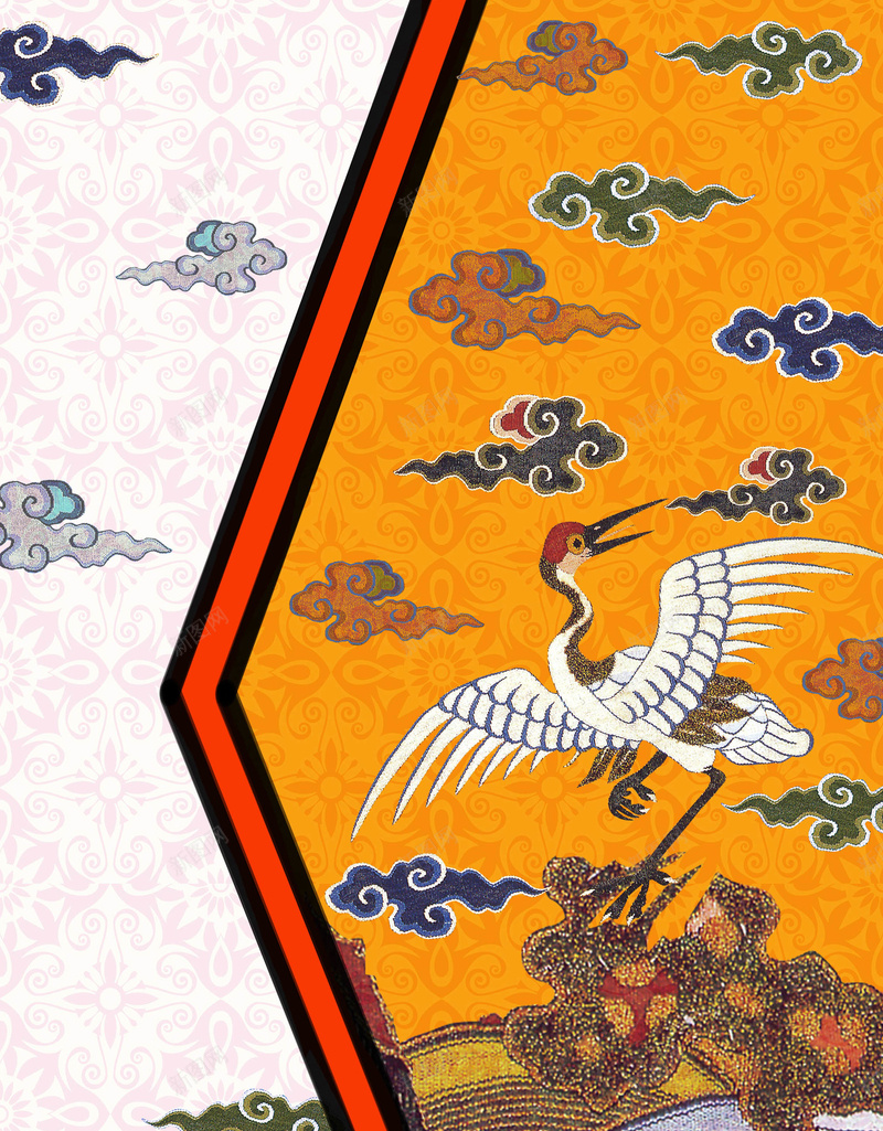 古典刺绣服装海报背景模板psd设计背景_新图网 https://ixintu.com 仙鹤 刺绣 古典 服装海报 松树 海报模板 海报背景 祥云 背景模板