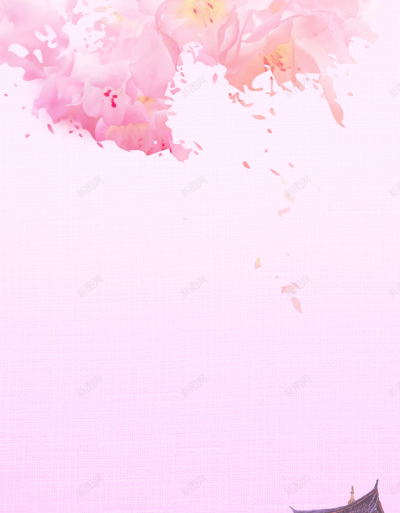 古代亭台楼阁花朵天空背景psd设计背景_新图网 https://ixintu.com 亭台 古代 楼阁 花朵天空背景