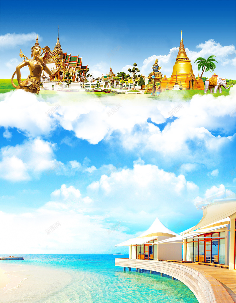 泰国旅游产品广告海报背景jpg设计背景_新图网 https://ixintu.com 东南亚 东南亚风景 大皇宫 旅游广告 旅游设计 曼谷 泰国 泰国旅游产品广告图片图片下载 海报 玉佛寺 芭提雅