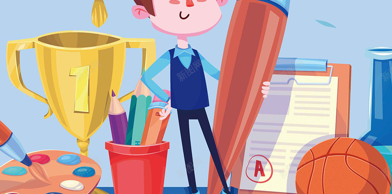 天才少年招生培训手机海报psd_新图网 https://ixintu.com 初中补习班 天才少年 学习 扁平风格素材 手绘卡通风格背景 数学班 英语班 蓝色 补习班 高中补习班
