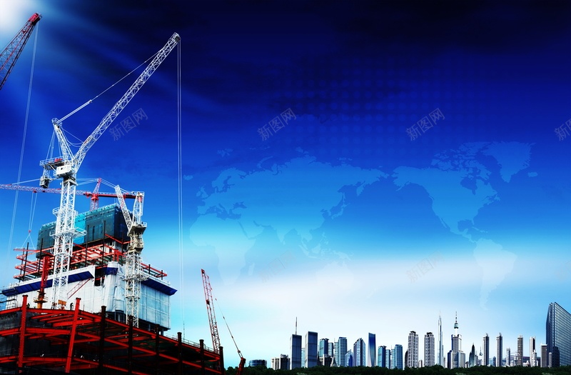 建筑工地广告背景psd设计背景_新图网 https://ixintu.com PSD 吊车 天空 工地 平面 广告 建筑 施工 模板 海报 素材 背景