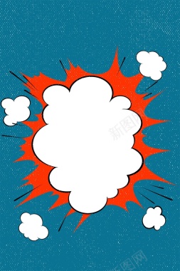 蓝色手绘爆炸图案平面广告矢量图背景
