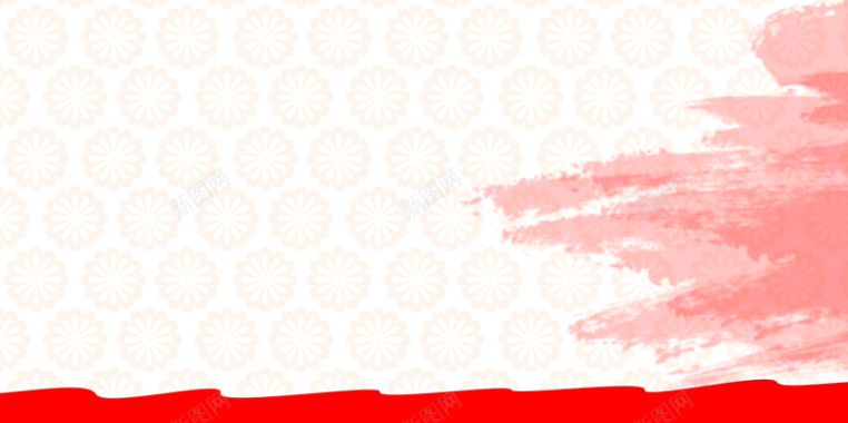 红色圆形花圈剪影海报背景