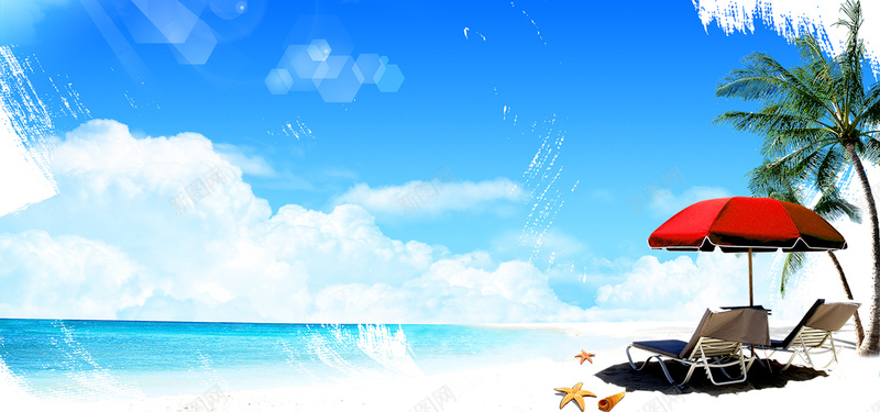 度假海滩背景psd_新图网 https://ixintu.com 度假 摄影 沙滩 海报banner 热带 风景