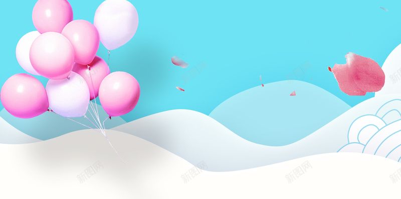 520唯美浪漫绿色背景psd设计背景_新图网 https://ixintu.com 520 唯美 气球 浪漫 玫瑰花瓣 节日 花瓣 蓝色背景 表白